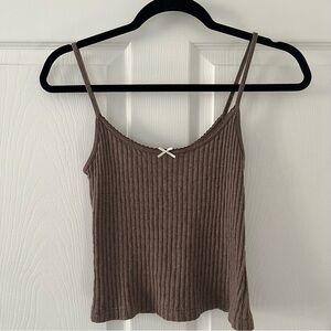 Brown Ribbed Brandy Tank Top